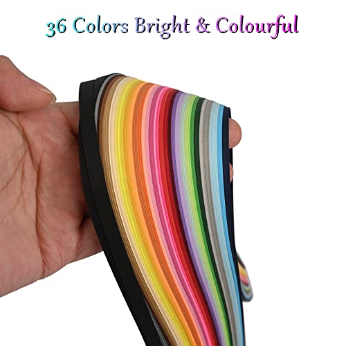 YURROAD 36 Colors Quilling Paper Strips Kit 720 Strips, Length 54cm Width 3mm 5mm 7mm 10mm(4 Packs) - Image 3