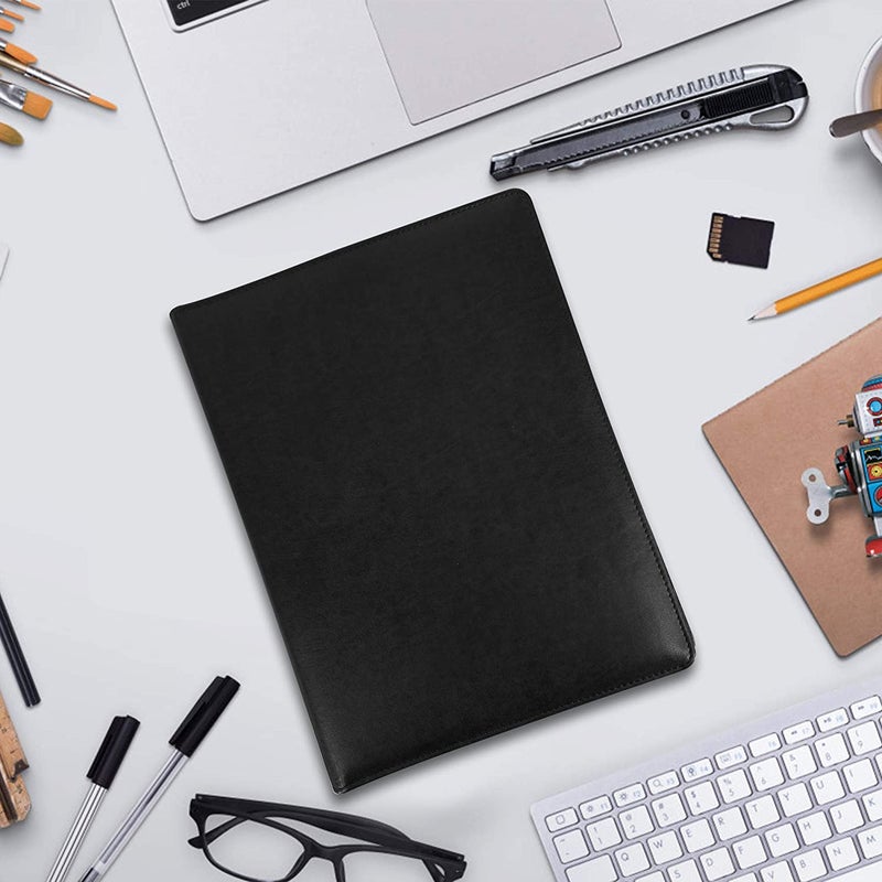 Black Portfolio Folder A4 Clipboard Folder Leather Conference Folder Portable File Folder Perfect for Legal Pad Papers Office Conference Use - Personal/Work Padfolio Organiser with calculate - Image 4