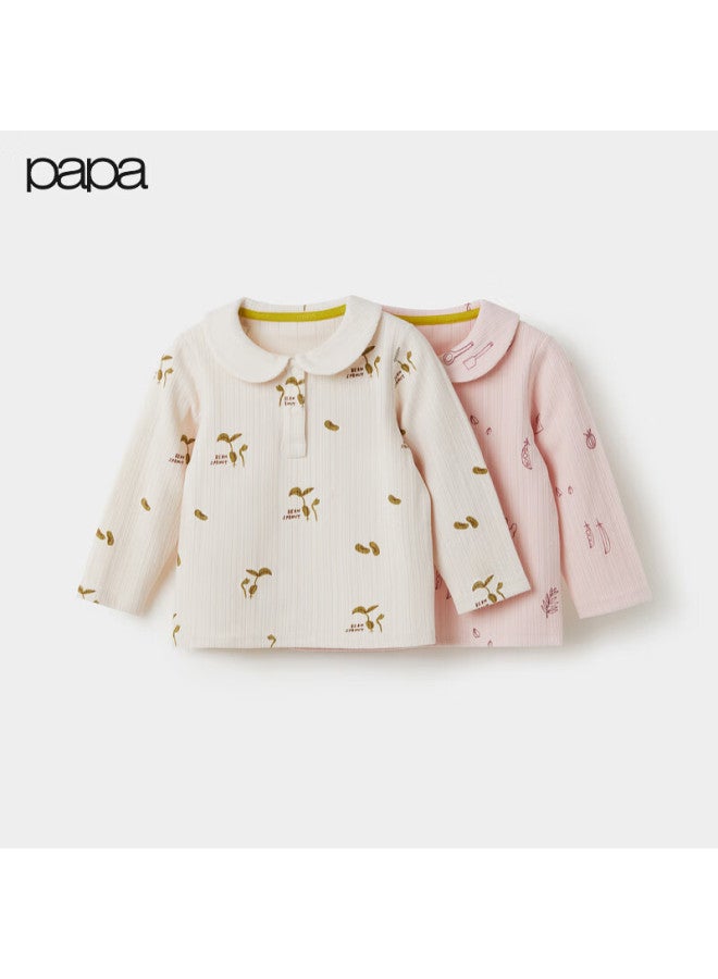 Papapapa Autumn Baby Long Sleeve T-shirt Girls Printed Polo Shirt Casual Versatile New Pink 80 - Image 1