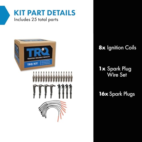 TRQ طقم إشعال TRQ، ملف إشعال، مجموعة أسلاك شمعات الإشعال متوافقة مع فورد F-150 2010-2014، F-250 سوبر ديوتي 2011-2016، F-350 سوبر ديوتي - Image 2
