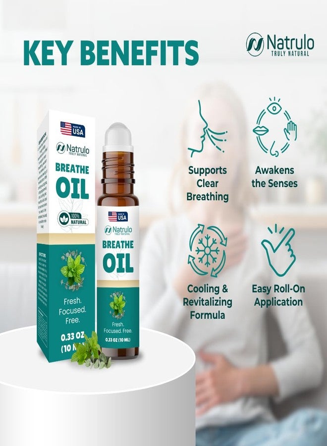 Natrulo Breathe Essential Oil Roll On – Natural Peppermint Oil & Eucalyptus Oil for Skin – Refreshing Aromatherapy Essential Oil Roller to Support Clear Breathing, Focus & Revitalization – 10 ml, Made in USA - Image 3