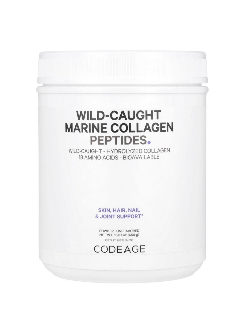 Codeage Wild-Caught Marine Collagen Peptides Powder, Unflavored, 15.87 oz (450 g)