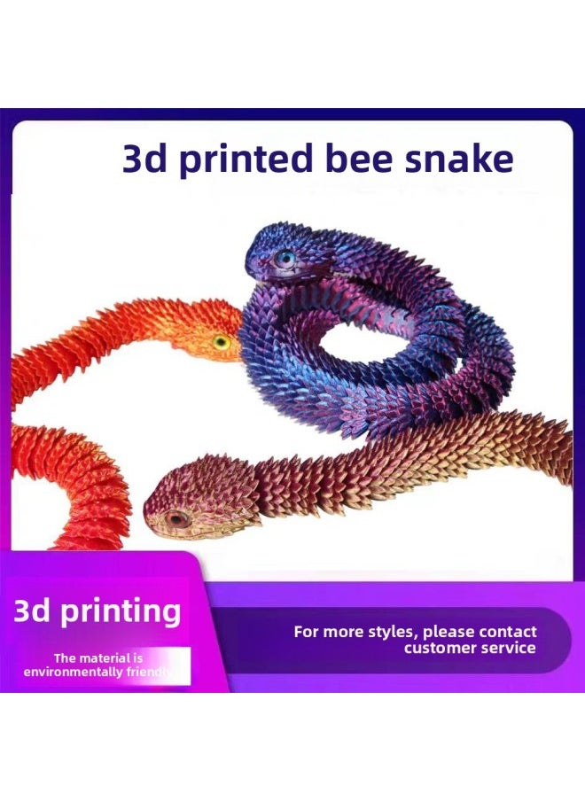 null - Viper 3D Printed Snake Toy Model With Movable Joints, Stereo Artificial Animal Ornaments, Kidsren's Gifts-Color:Luminous Rainbow-Size:60cm Viper - Image 1