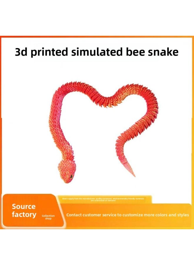 null - Viper 3D Printed Snake Toy Model With Movable Joints, Stereo Artificial Animal Ornaments, Kidsren's Gifts-Color:Luminous Rainbow-Size:60cm Viper - Image 1