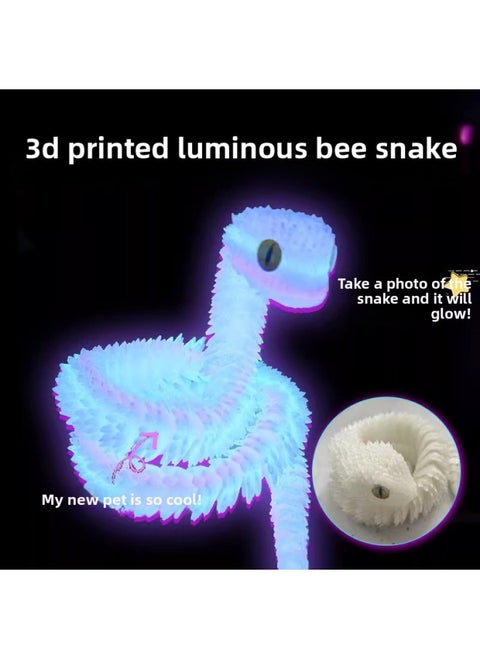 Viper 3D Printed Snake Toy Model With Movable Joints, Stereo Artificial Animal Ornaments, Kidsren's Gifts-Color:Luminous Rainbow-Size:60cm Viper
