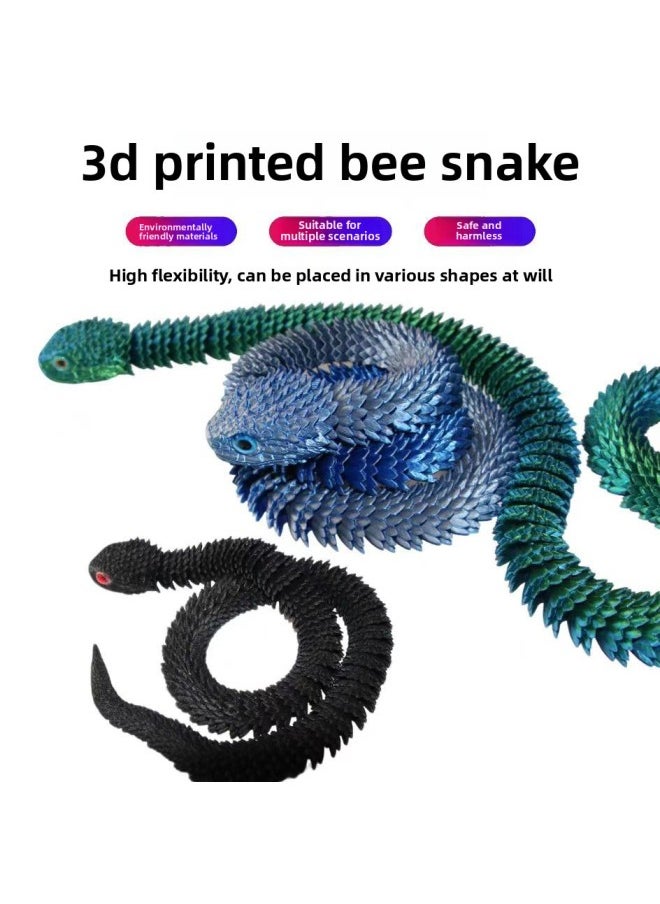null - Viper 3D Printed Snake Toy Model With Movable Joints, Stereo Artificial Animal Ornaments, Kidsren's Gifts-Color:Luminous Rainbow-Size:60cm Viper - Image 1