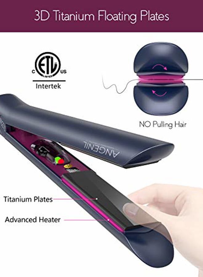 ANGENIL Professional Hair Straighteners Nano Titanium Hair Straightening Flat Iron, 2 in 1 Straightener and Curler with Adjustable Temp for All Hair Types with Heat Resistant Silicone Mat Pouch - Image 4