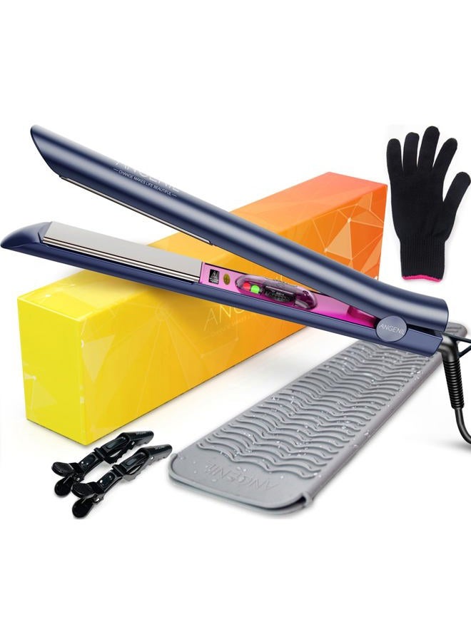 ANGENIL Professional Hair Straighteners Nano Titanium Hair Straightening Flat Iron, 2 in 1 Straightener and Curler with Adjustable Temp for All Hair Types with Heat Resistant Silicone Mat Pouch - Image 1