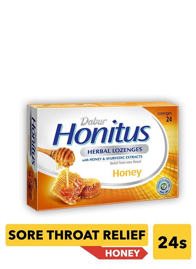Dabur - Dabur Honitus Herbal Lozenges | Effective Relief from Cough, Strep Infection & Sore Throat Pain | Honey Flavor - 24s - Image 1