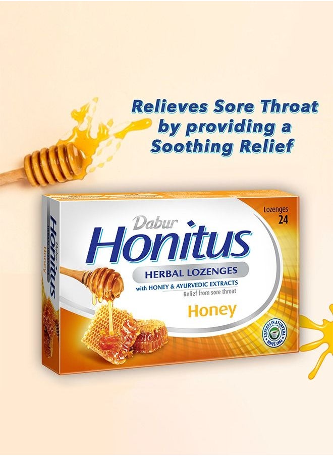 Dabur - Dabur Honitus Herbal Lozenges | Effective Relief from Cough, Strep Infection & Sore Throat Pain | Honey Flavor - 24s - Image 1