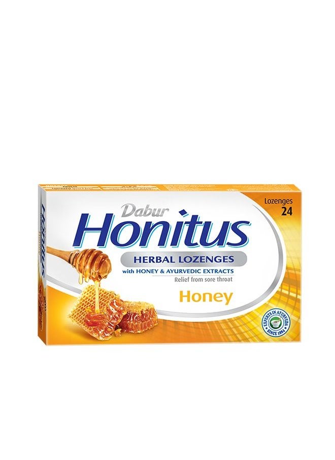 Dabur - Dabur Honitus Herbal Lozenges | Effective Relief from Cough, Strep Infection & Sore Throat Pain | Honey Flavor - 24s - Image 1