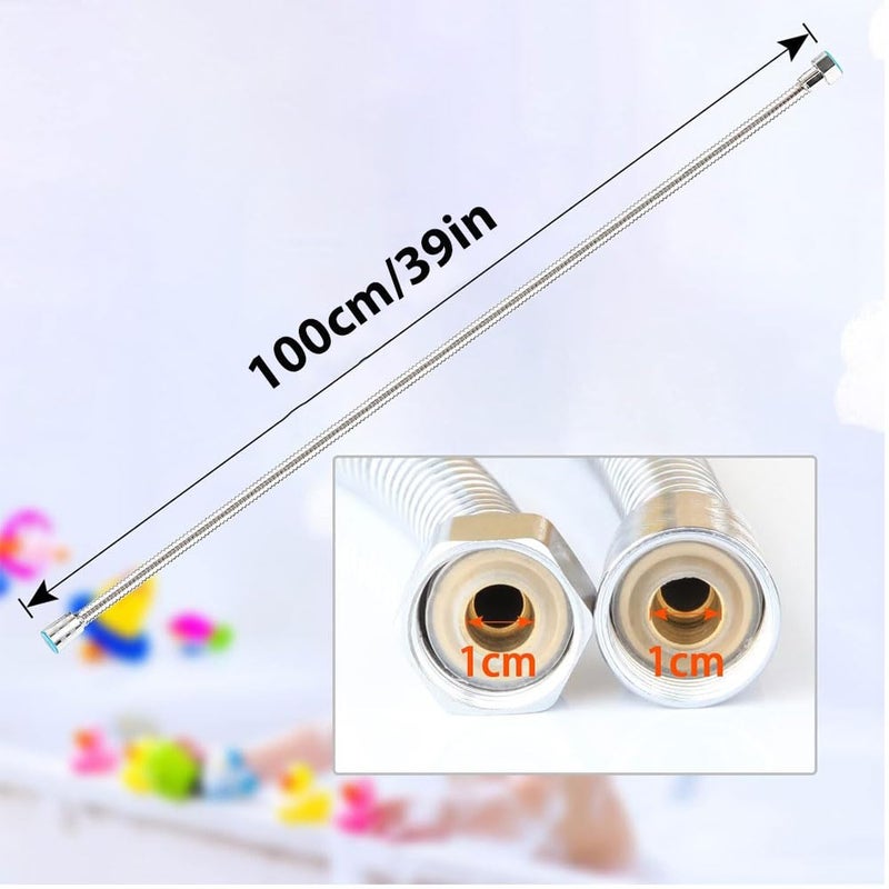 MLD MLD Flexible Shower Hose Pipe Hoses Tube 1 m Replacement Extension Universal Stainless Steel Flexible 1 Meter for Faucet Hose MST1013 1 mtrChromeSteel Pack of3  - Image 2