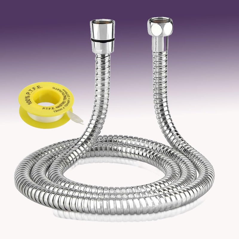 MLD MLD Flexible Shower Hose Pipe Hoses Tube 1 m Replacement Extension Universal Stainless Steel Flexible 1 Meter for Faucet Hose MST1013 1 mtrChromeSteel Pack of3  - Image 1