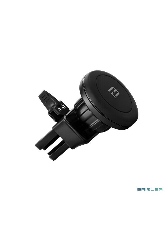 BRIZLER Magnetic Car Air Vent Mount | Neodymium Magnets, 360° Rotation Ball Joint, One-Hand Operation Phone Holder For iPhone, Samsung – Black - Image 1