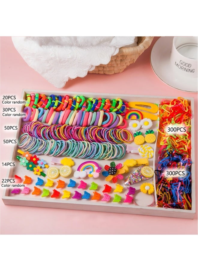 YelaJoy 786 Pcs Cute Girls Hair Ties Set Colorful Elastic Hair Bands Toddler Hair Accessories for Girls with 12 pcs Flower Hair Ties - Image 1