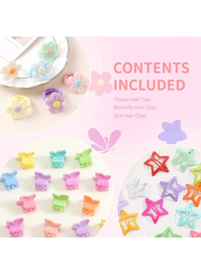 YelaJoy 786 Pcs Cute Girls Hair Ties Set Colorful Elastic Hair Bands Toddler Hair Accessories for Girls with 12 pcs Flower Hair Ties - Image 3
