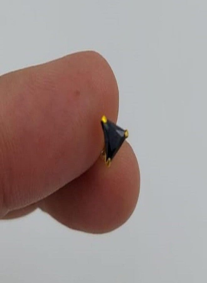 RENU CREATION House Of Common Crystal Gold-Plated Plated Alloy Nose Stud Black::Gold - Image 1