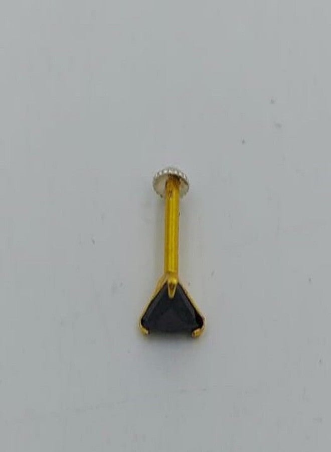 RENU CREATION House Of Common Crystal Gold-Plated Plated Alloy Nose Stud Black::Gold - Image 2