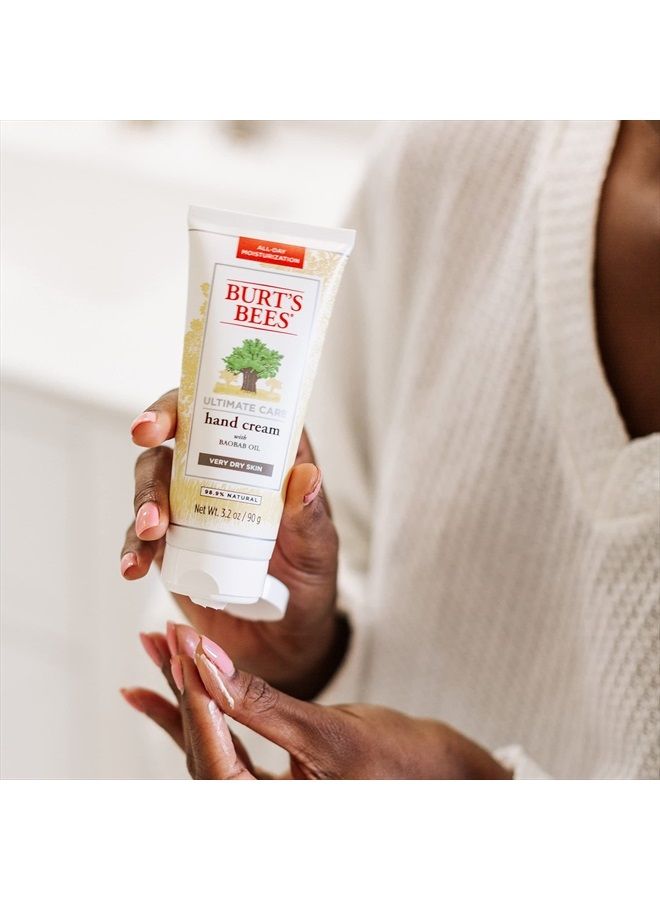 Burt's Bees Hand Cream for Dry Skin, Moisturizing Natural Lotion, Unscented, Ultimate Care with Baboab Oil, 3.2 Ounce (Packaging May Vary) - Image 3