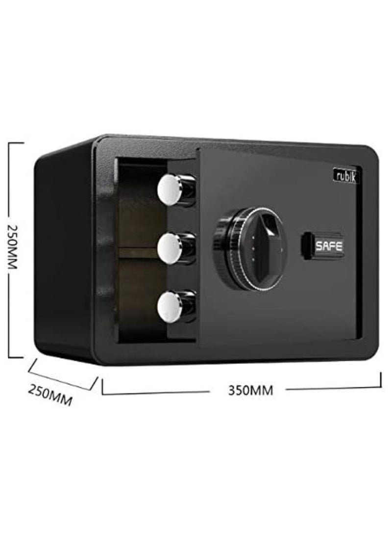 Rubik Safe Box with Fingerprint A4 Document Size Biometric Safety Deposit Box Fire Resistant Coating For Home Office Money Documents (25x35x25cm Black) - Image 3