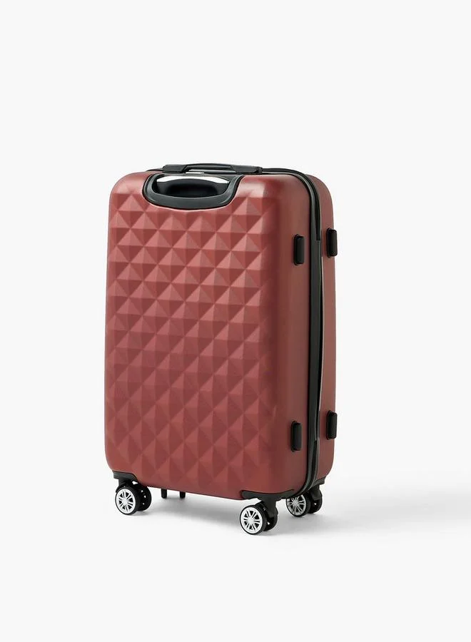 Wave BURGUNDY Textured Hardcase Luggage Trolley With Retractable Handle - 28 Inches Check-In Bag  | Best Price UAE