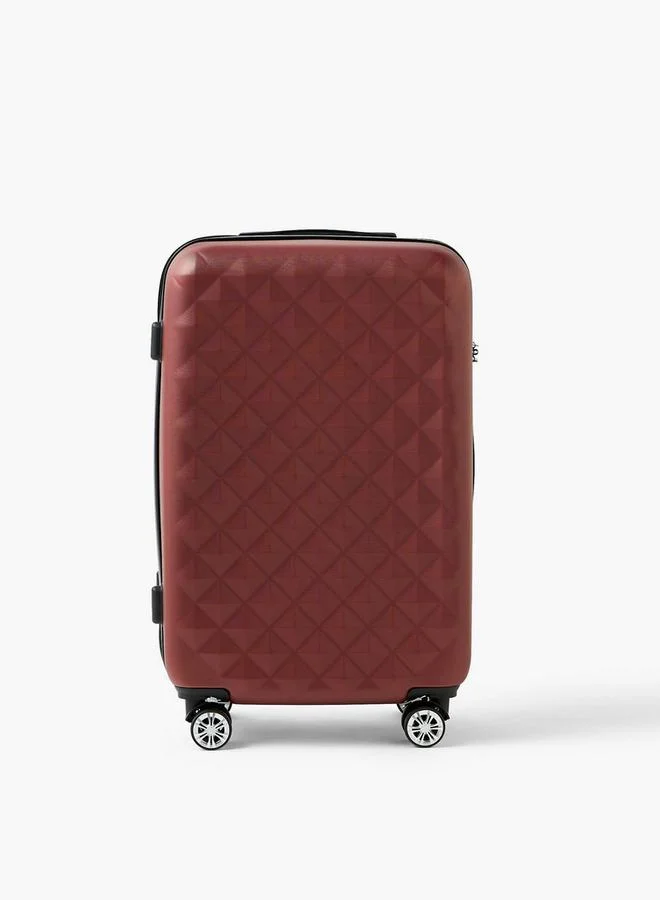 Wave BURGUNDY Textured Hardcase Luggage Trolley With Retractable Handle - 28 Inches Check-In Bag  | Best Price UAE