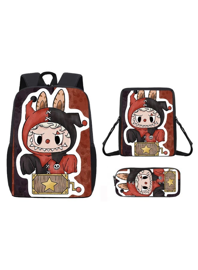 لابوبو حقيبة ظهر لابوبو المدرسية الابتدائية خفيفة الوزن، بطبعة كرتونية لطيفة للأطفال، مقاس 42*29*16 سم، وحقيبة غداء مقاس 26*18*6 سم، وحقيبة أقلام مقاس 11*22*2.5 سم. - Image 1