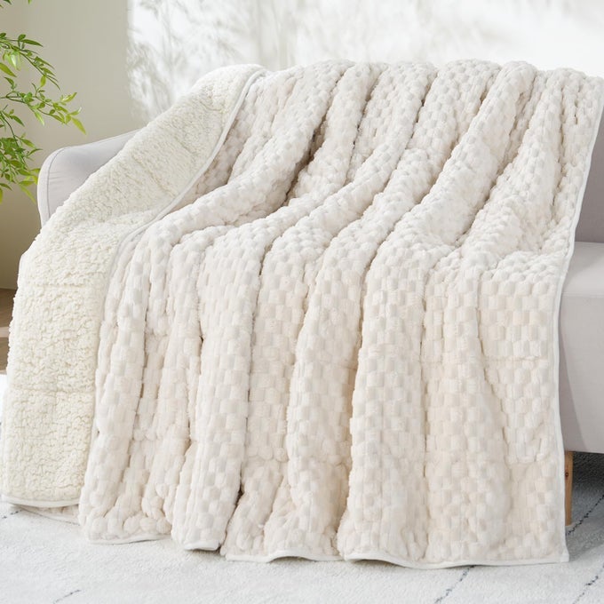WEIGHTED BLANKET FOR ADULTS QUEEN SIZE 15LBS SOFT COZY TURTLEBACK SHERPA WEIGHTED BLANKETS FOR SLEEPING AND CALMING THICK BED BLANKET FOR COUCH BED 60 X 80 INCHES CREAM WHITE