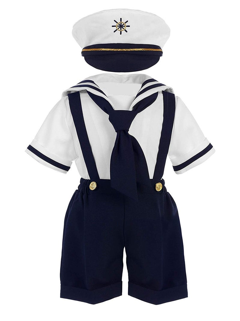iGirlDress Baby Toddler Boys Nautical Sailor Outfit Short Suit 4 Piece Set 6mos Navy - Image 1