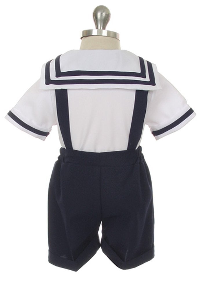 iGirlDress Baby Toddler Boys Nautical Sailor Outfit Short Suit 4 Piece Set 6mos Navy - Image 2