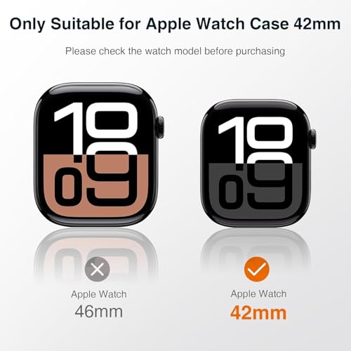 OpenTech® Hard Matte Silicone Protection Front Case Cover with Attached Screen Protector Compatible for Apple Watch Series 10 / Series 11 (42 mm) Full Coverage (Black) - Case Friendly - Image 2