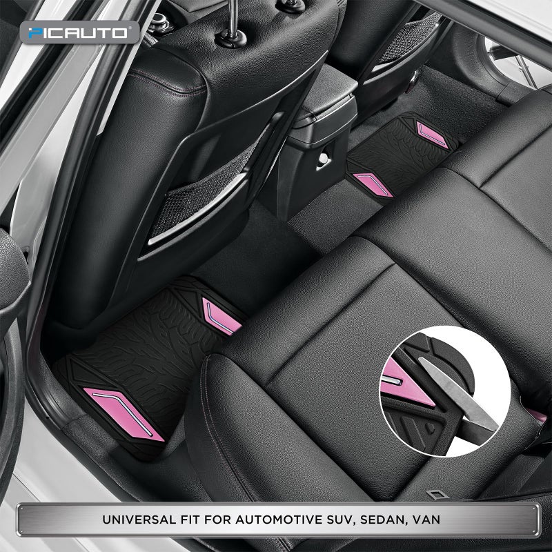 PIC AUTO Rubber Floor Mats, Pink Aluminum Film with Colorful Piping Floor Mats for Cars, Car Mats with Non-Slip Backing, All-Weather Protection, Trim-to-Fit Liner for Cars, SUVs, Trucks, Vehicles - Image 4