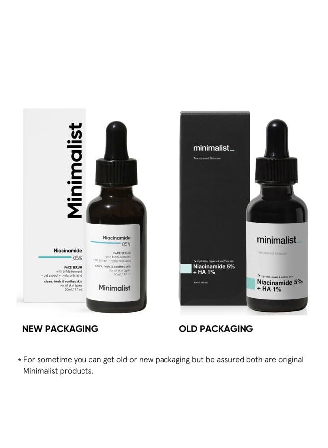 MINIMALIST Niacinamide 5% Face Serum with Vit B3 & Hyaluronic Acid for Clear Glowing Skin | Helps Reduce Dullness & Sun Damage, Hydrates & Repairs Skin Barrier | For Dry & Sensitive Skin | 30ml - Image 5