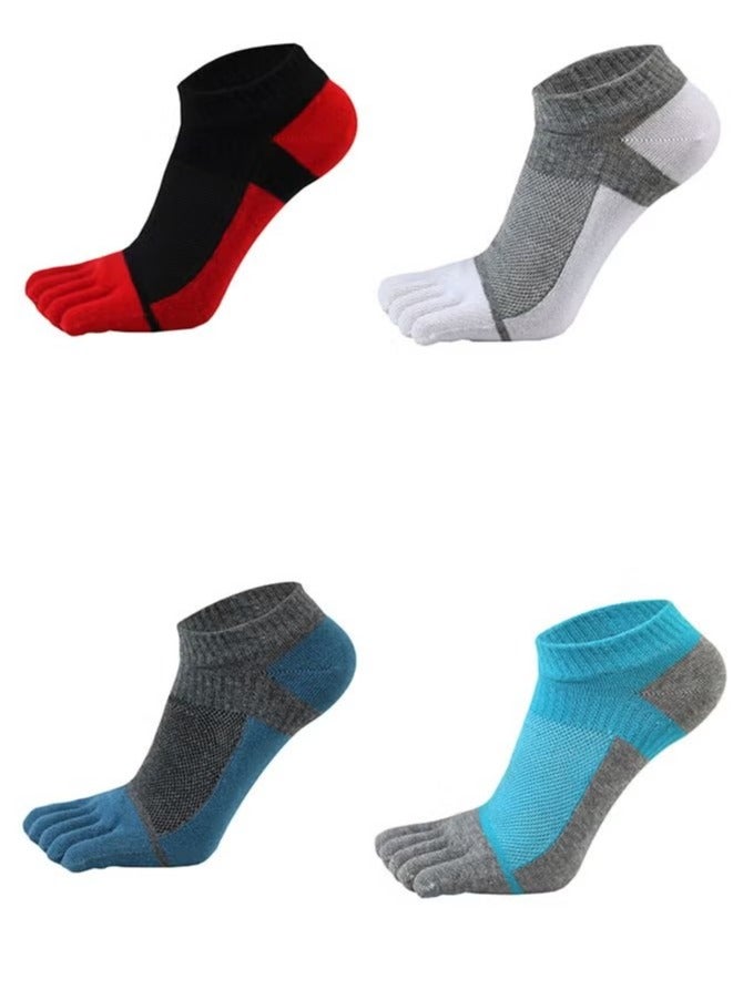 Realfrog 4 Pairs Five finger socks Comfortable Five-Toed Socks For Men Summer Thin Socks, Low-Waist Short Socks Athletic Socks Size 8-10  - Image 1