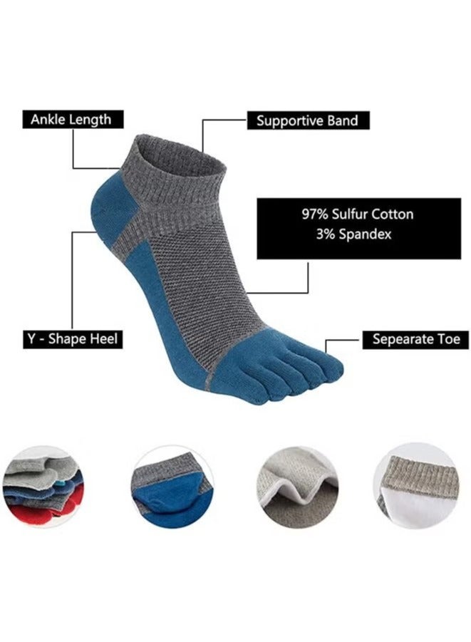 Realfrog 4 Pairs Five finger socks Comfortable Five-Toed Socks For Men Summer Thin Socks, Low-Waist Short Socks Athletic Socks Size 8-10  - Image 2