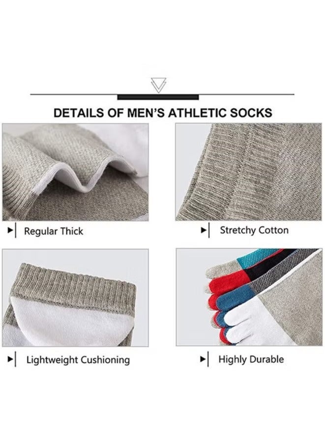 Realfrog 4 Pairs Five finger socks Comfortable Five-Toed Socks For Men Summer Thin Socks, Low-Waist Short Socks Athletic Socks Size 8-10  - Image 4