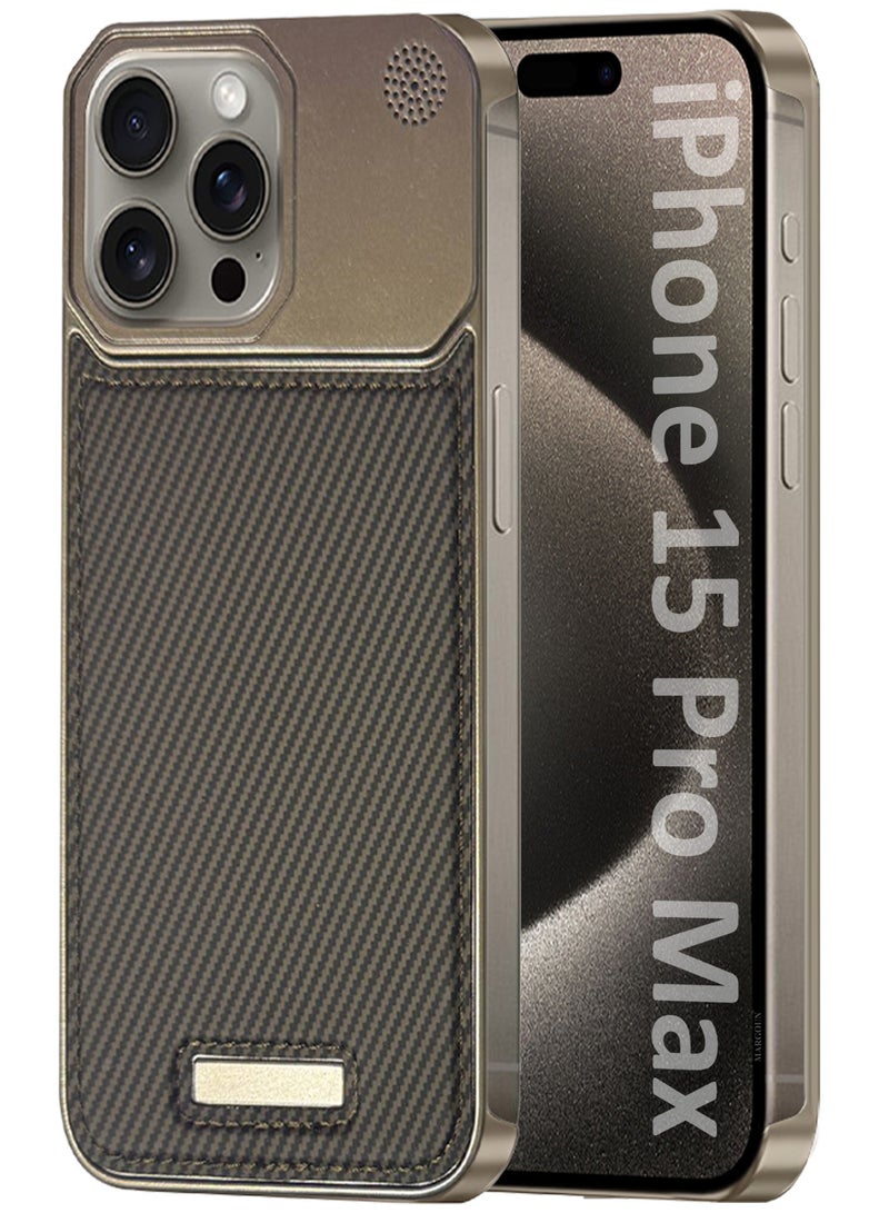 CATANES حافظة آيفون 15 برو ماكس بتصميم جلد معدني، غلاف نحيف وخفيف، تصميم بسيط - Image 1