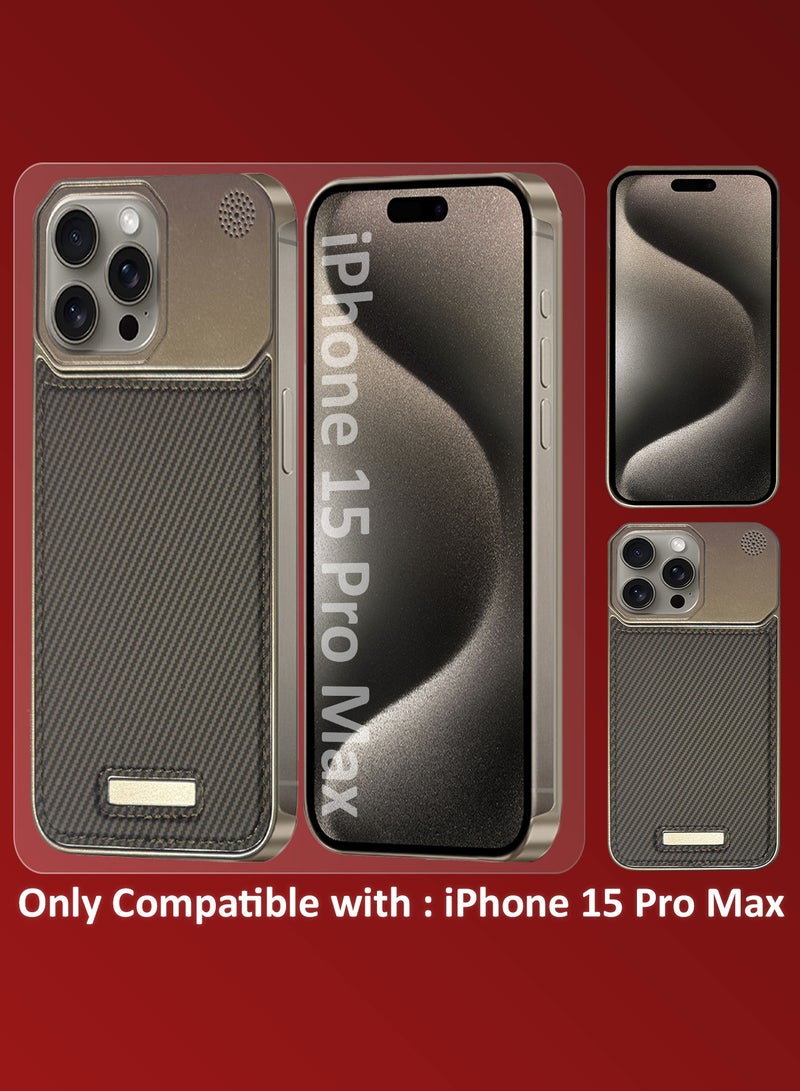 CATANES حافظة آيفون 15 برو ماكس بتصميم جلد معدني، غلاف نحيف وخفيف، تصميم بسيط - Image 2