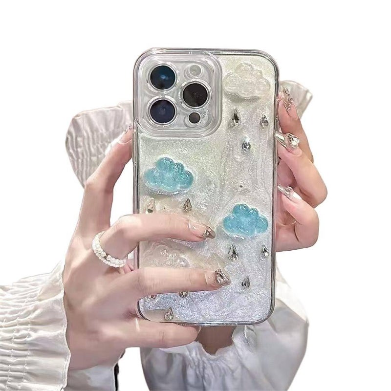 MS غطاء واقي، مقاوم للصدمات لـ iPhone 11 Pro، Raindrop Cloud Acrylic من الأكريليك - Image 2