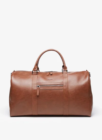 DUCHINI Men's Solid Detachable Strap Duffle Bag with Handles and Zip Closure