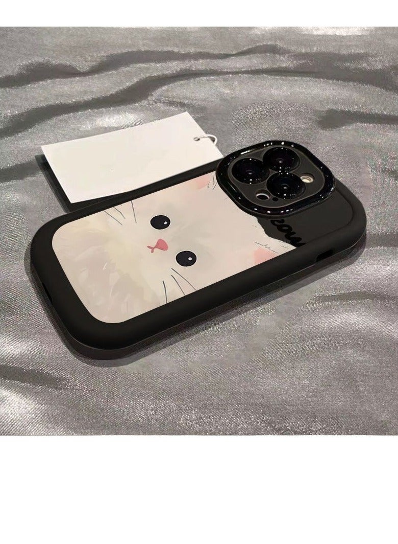 NIBEMINENT Cartoon Cat Protective TPU Case Cover For iPhone 14 Pro, Black