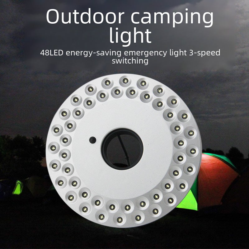 Outdoor camping adventure 48LED disc light umbrella light camping light tent light emergency light three-speed lighting(24 4 BLACK WHITE LIGHT) - Image 2