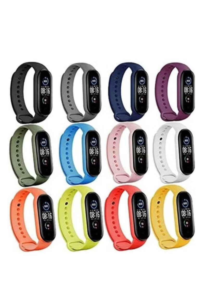 12pcs Strap for Mi Band 5-6 Silicone Strap for Xiaomi Band Xiaomi Mi Band 5 Strap Band for Xiaomi Mi Band 5-6
