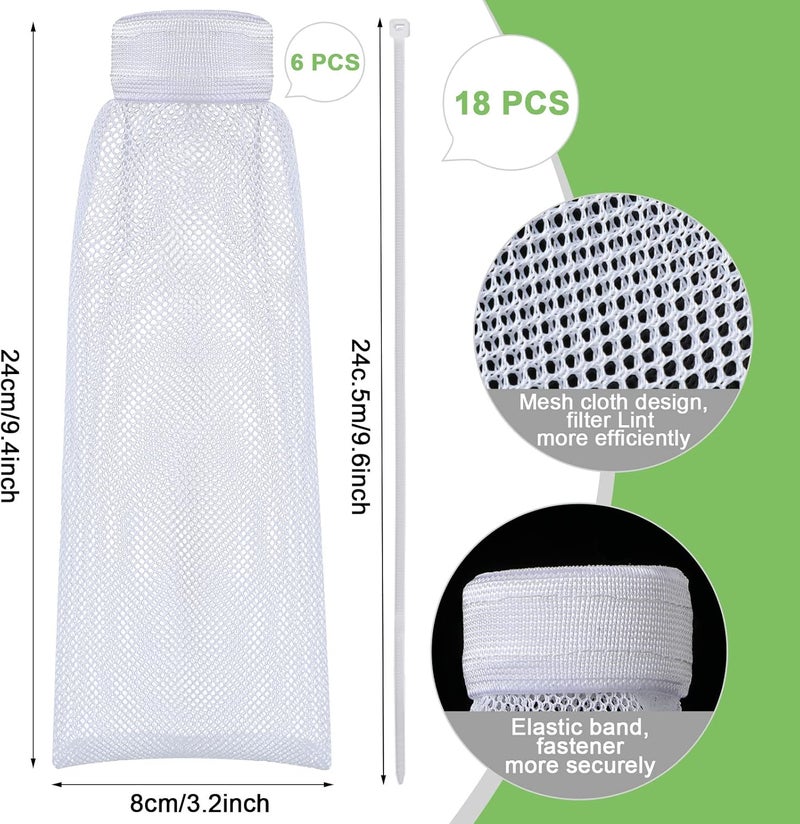 Shappy 24 Pieces Washing Machine Lint Traps and Cable Ties Set 6 Nylon Mesh Lint Trap for Discharge Hoses and 18 Cable Ties Fits Most Washing MachinesWhite - Image 2