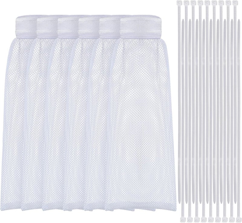 Shappy 24 Pieces Washing Machine Lint Traps and Cable Ties Set 6 Nylon Mesh Lint Trap for Discharge Hoses and 18 Cable Ties Fits Most Washing MachinesWhite - Image 1