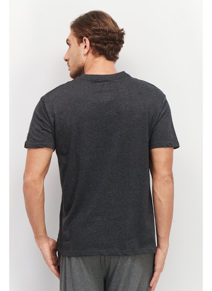 Tailorbyrd - Men V-Neck Short Sleeve Brand Logo T-Shirt, Grey - Image 1
