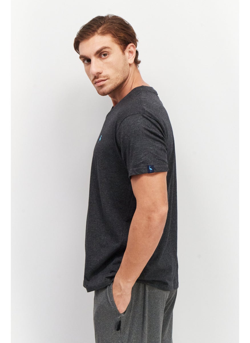 Tailorbyrd - Men V-Neck Short Sleeve Brand Logo T-Shirt, Grey - Image 1
