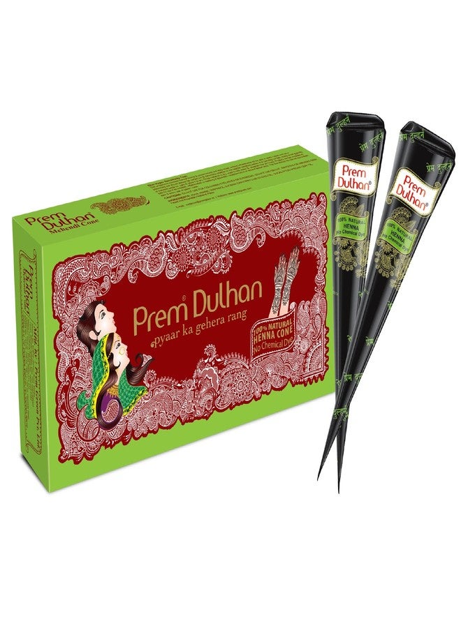 Prem Dulhan Natural Mehendi Cone Box Pack of 1 Set of 4 Cones, Organic Henna Cones, Easy Application - Image 1