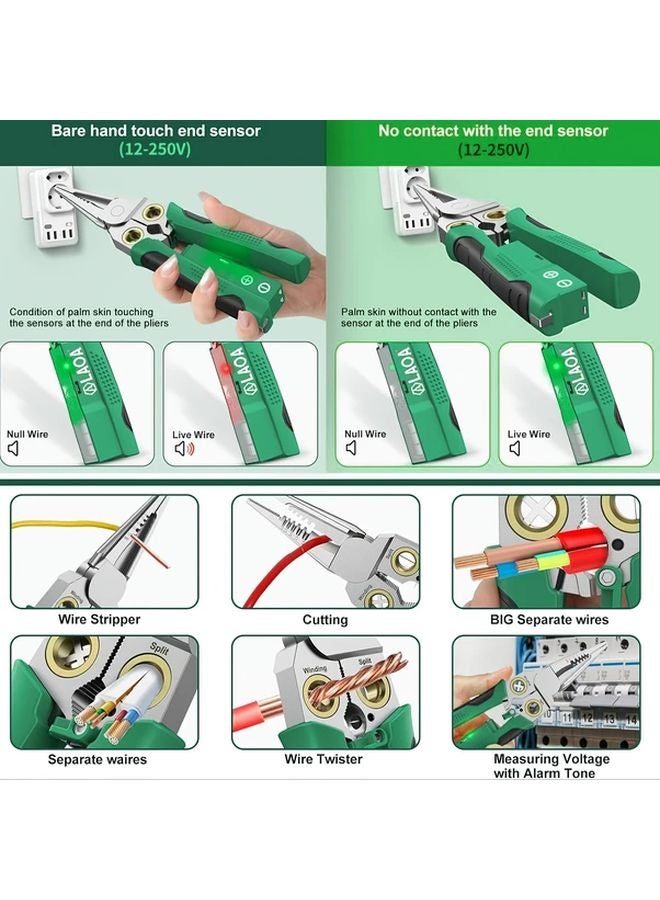 LA324108 8 In 1 Wire Stripper Pliers With Voltage Test Metal Cable Scissors Cutting Pulling Scraping Pressing Wires - Image 5