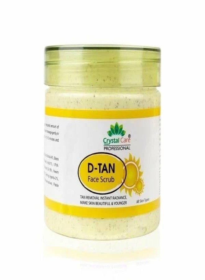 Crystal Care Professional D-Tan Face Scrub - Tan Removal Exfoliating Scrub for Instant Radiance & Skin Brightening - Deep Cleansing, Removes Dead Skin & Blackheads - For All Skin Types (400g)